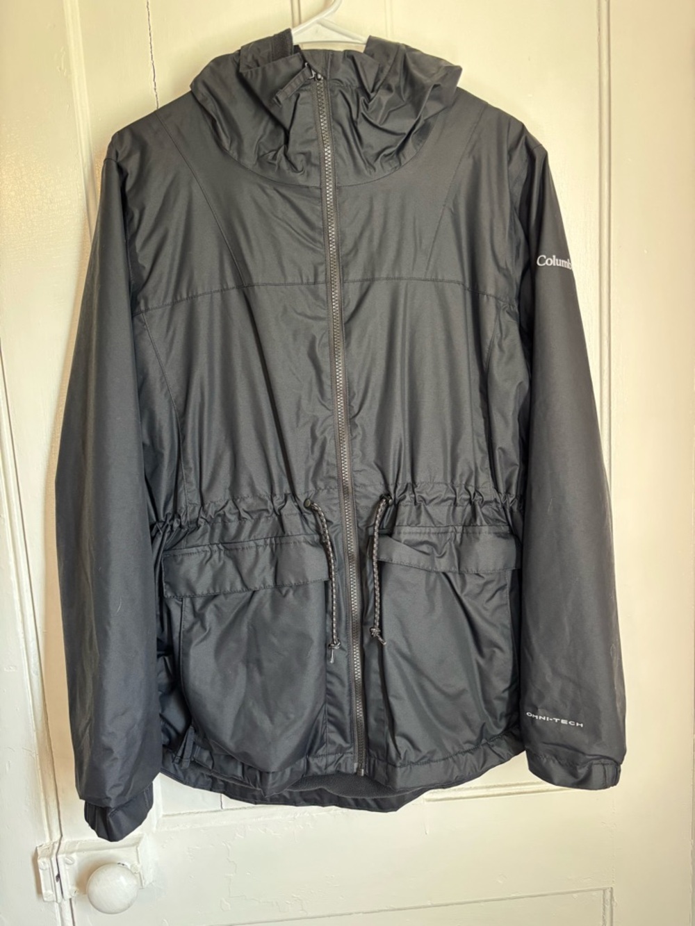 Columbia Black Womens Hooded Coat with Adjustable Waist